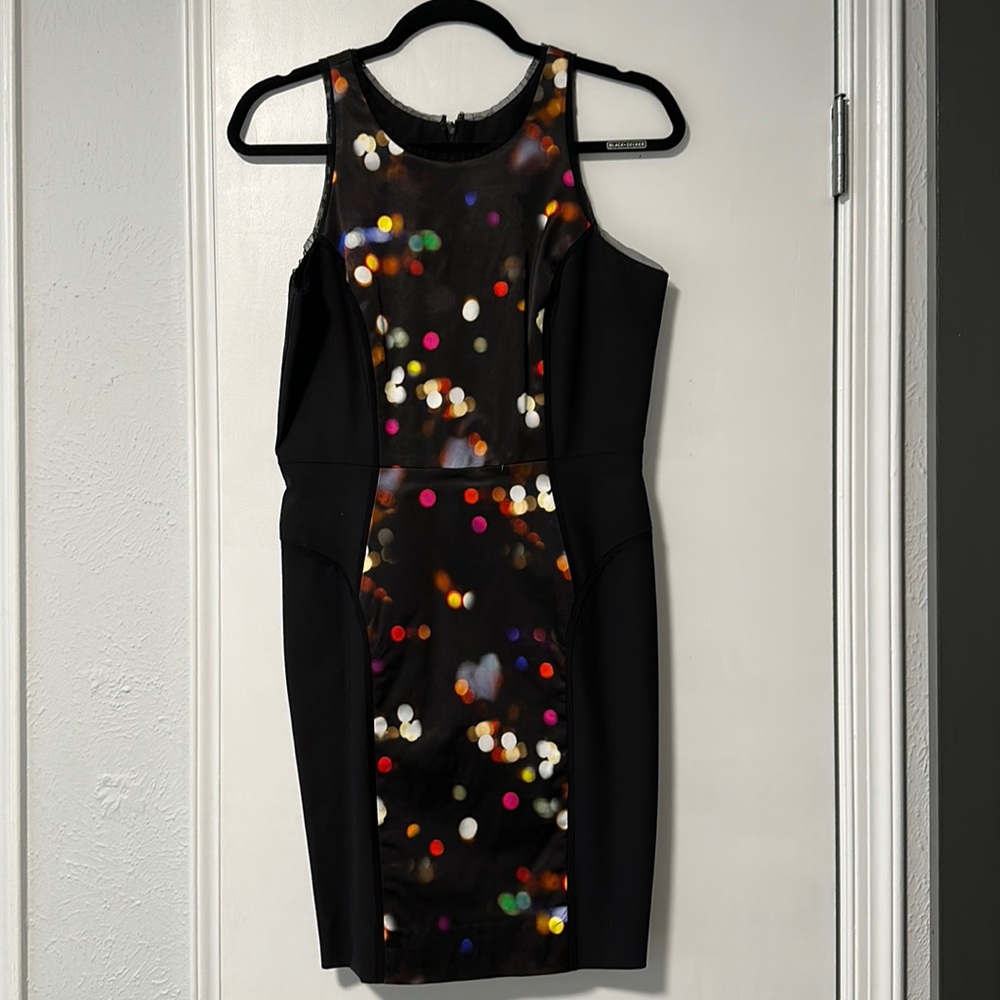 NWT Milly Black Dress with Colorful Spots - Size 6